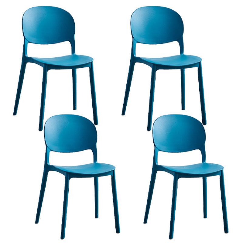Matte Finish Plastic Dining Side Chair Open Back Stackable Dining Chair Peacock Blue 4 Piece Set Clearhalo ' kitchen&dining_furn' 'Dining Chairs' 'Dining Tables & Seating' 'dining_chair' 'furn' 'furn_dining_chair' 'Furniture' 'furniture_dining_chair' 'Kitchen & Dining Furniture' 'kitchen' 3944509