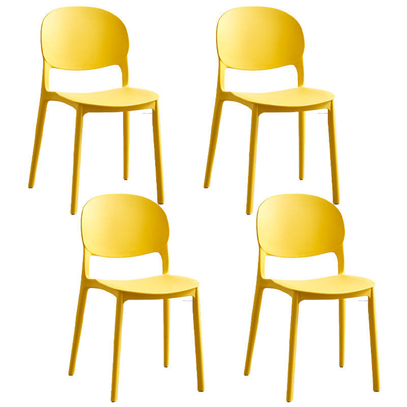 Matte Finish Plastic Dining Side Chair Open Back Stackable Dining Chair Yellow 4 Piece Set Clearhalo ' kitchen&dining_furn' 'Dining Chairs' 'Dining Tables & Seating' 'dining_chair' 'furn' 'furn_dining_chair' 'Furniture' 'furniture_dining_chair' 'Kitchen & Dining Furniture' 'kitchen' 3944518