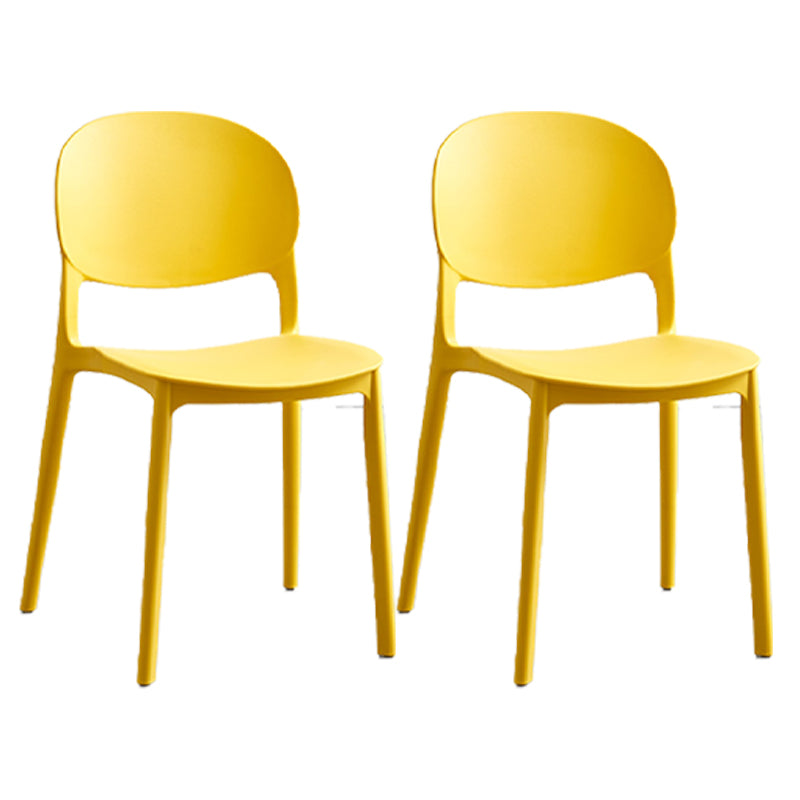 Matte Finish Plastic Dining Side Chair Open Back Stackable Dining Chair Yellow 2 Piece Set Clearhalo ' kitchen&dining_furn' 'Dining Chairs' 'Dining Tables & Seating' 'dining_chair' 'furn' 'furn_dining_chair' 'Furniture' 'furniture_dining_chair' 'Kitchen & Dining Furniture' 'kitchen' 3944520