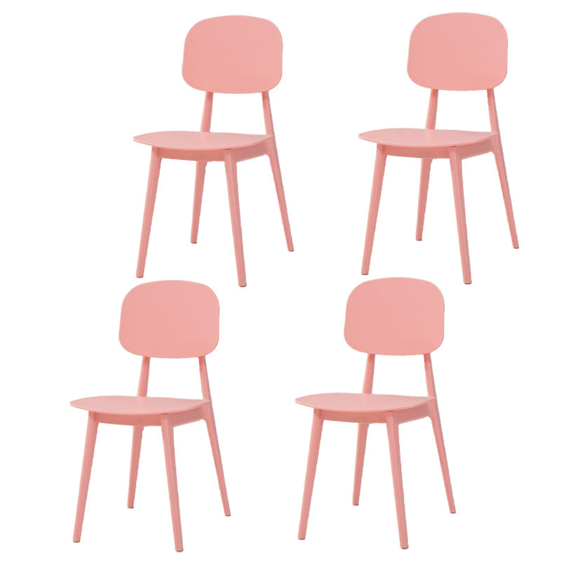 Matte Finish Plastic Dining Side Chair Stackable Open Back Dining Chair Pink 4 Piece Set Clearhalo ' kitchen&dining_furn' 'Dining Chairs' 'Dining Tables & Seating' 'dining_chair' 'furn' 'furn_dining_chair' 'Furniture' 'furniture_dining_chair' 'Kitchen & Dining Furniture' 'kitchen' 3944529