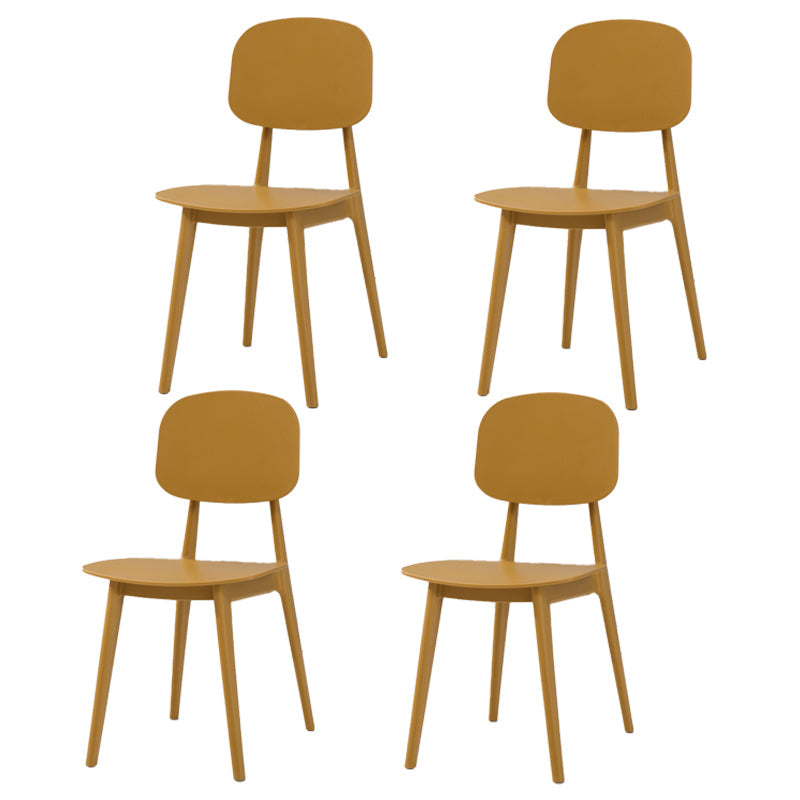 Matte Finish Plastic Dining Side Chair Stackable Open Back Dining Chair Yellow 4 Piece Set Clearhalo ' kitchen&dining_furn' 'Dining Chairs' 'Dining Tables & Seating' 'dining_chair' 'furn' 'furn_dining_chair' 'Furniture' 'furniture_dining_chair' 'Kitchen & Dining Furniture' 'kitchen' 3944541