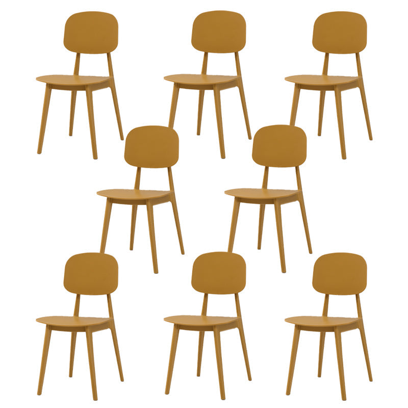 Matte Finish Plastic Dining Side Chair Stackable Open Back Dining Chair Yellow 8 Piece Set Clearhalo ' kitchen&dining_furn' 'Dining Chairs' 'Dining Tables & Seating' 'dining_chair' 'furn' 'furn_dining_chair' 'Furniture' 'furniture_dining_chair' 'Kitchen & Dining Furniture' 'kitchen' 3944543