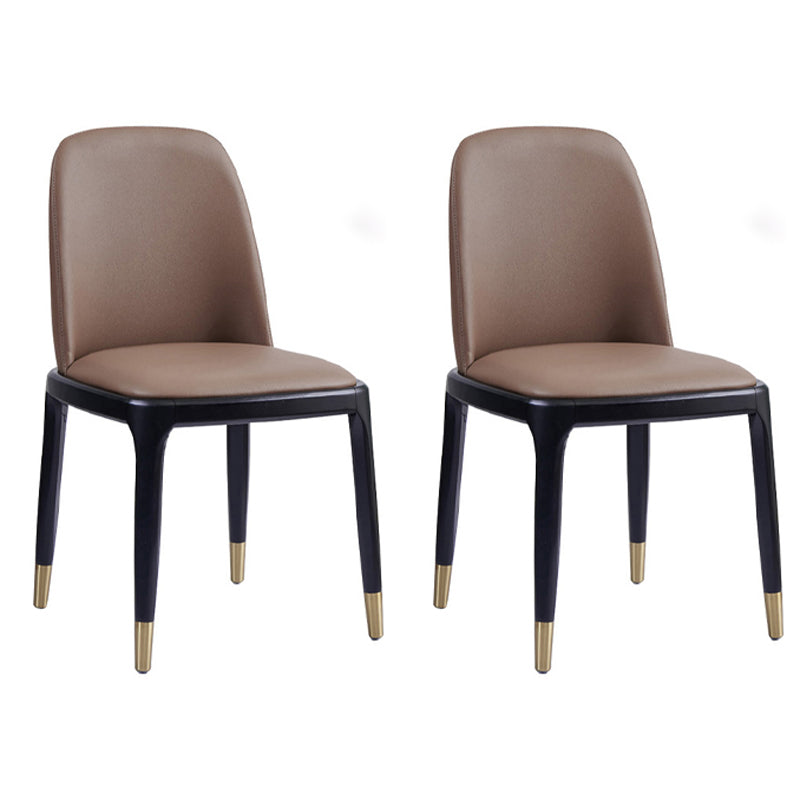 Upholstered Industrial Home Side Chair Matte Finish Parsons Dining Chair (Set of 2) Dark Coffee Clearhalo ' kitchen&dining_furn' 'Dining Chairs' 'Dining Tables & Seating' 'dining_chair' 'furn' 'furn_dining_chair' 'Furniture' 'furniture_dining_chair' 'Kitchen & Dining Furniture' 'kitchen' 3944639