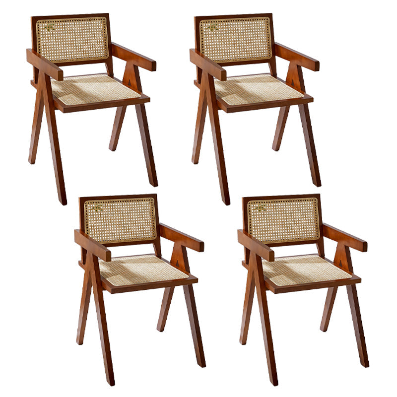 Modern Style Wooden Dining Chair Open Back Dining Side Chair for Kitchen Walnut 4 Piece Set Clearhalo ' kitchen&dining_furn' 'Dining Chairs' 'Dining Tables & Seating' 'dining_chair' 'furn' 'furn_dining_chair' 'Furniture' 'furniture_dining_chair' 'Kitchen & Dining Furniture' 'kitchen' 3944667