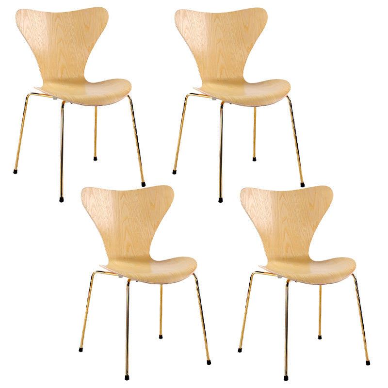 Contemporary Home Side Chair Wingback Wood Dining Room Chair with Metal Legs Natural 4 Piece Set Clearhalo ' kitchen&dining_furn' 'Dining Chairs' 'Dining Tables & Seating' 'dining_chair' 'furn' 'furn_dining_chair' 'Furniture' 'furniture_dining_chair' 'Kitchen & Dining Furniture' 'kitchen' 3944688