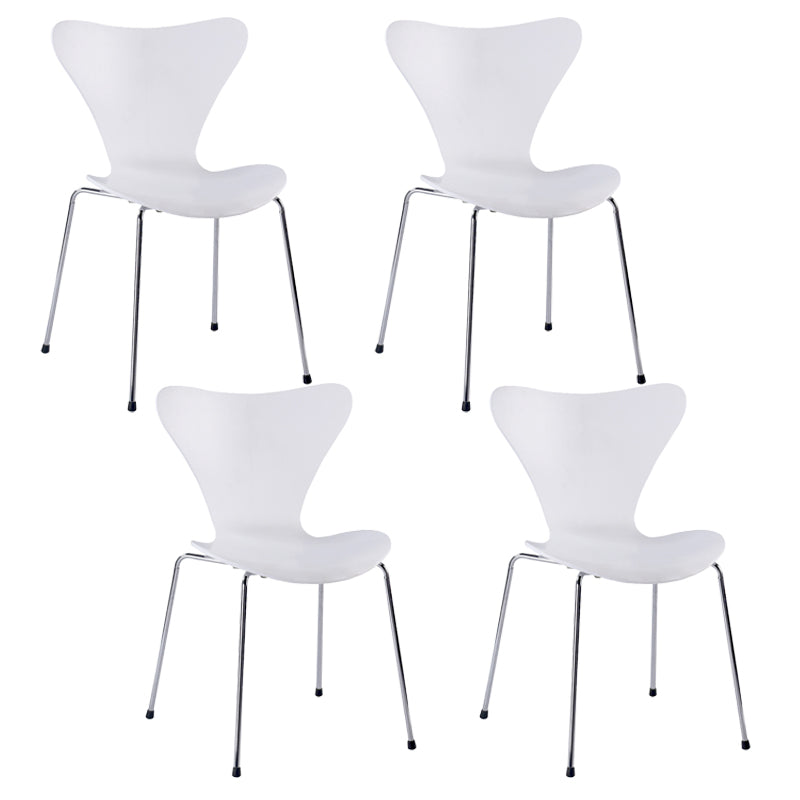 Contemporary Home Side Chair Wingback Wood Dining Room Chair with Metal Legs Gloss White 4 Piece Set Clearhalo ' kitchen&dining_furn' 'Dining Chairs' 'Dining Tables & Seating' 'dining_chair' 'furn' 'furn_dining_chair' 'Furniture' 'furniture_dining_chair' 'Kitchen & Dining Furniture' 'kitchen' 3944694