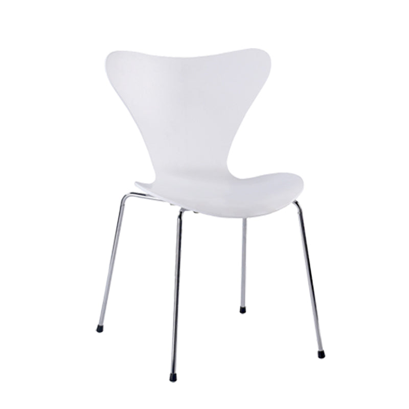 Contemporary Home Side Chair Wingback Wood Dining Room Chair with Metal Legs Gloss White 1 Piece Clearhalo ' kitchen&dining_furn' 'Dining Chairs' 'Dining Tables & Seating' 'dining_chair' 'furn' 'furn_dining_chair' 'Furniture' 'furniture_dining_chair' 'Kitchen & Dining Furniture' 'kitchen' 3944695