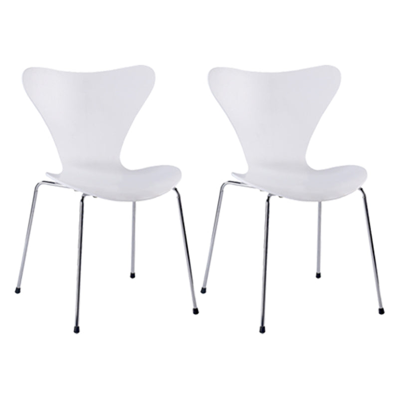 Contemporary Home Side Chair Wingback Wood Dining Room Chair with Metal Legs Gloss White 2 Piece Set Clearhalo ' kitchen&dining_furn' 'Dining Chairs' 'Dining Tables & Seating' 'dining_chair' 'furn' 'furn_dining_chair' 'Furniture' 'furniture_dining_chair' 'Kitchen & Dining Furniture' 'kitchen' 3944698