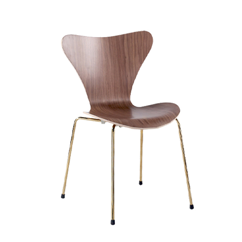 Contemporary Home Side Chair Wingback Wood Dining Room Chair with Metal Legs Walnut 1 Piece Clearhalo ' kitchen&dining_furn' 'Dining Chairs' 'Dining Tables & Seating' 'dining_chair' 'furn' 'furn_dining_chair' 'Furniture' 'furniture_dining_chair' 'Kitchen & Dining Furniture' 'kitchen' 3944701