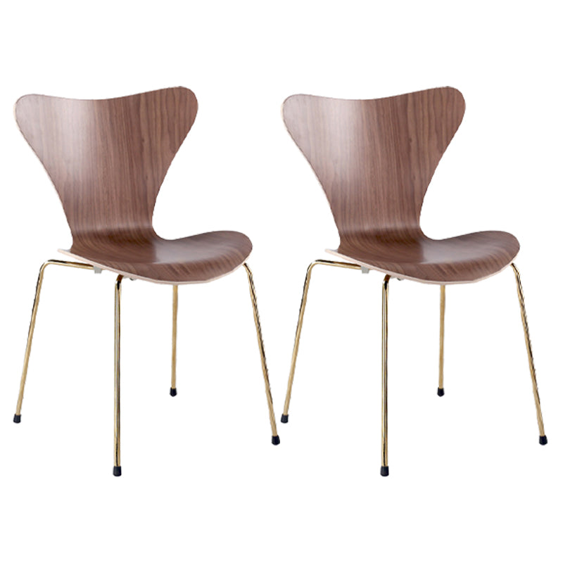 Contemporary Home Side Chair Wingback Wood Dining Room Chair with Metal Legs Walnut 2 Piece Set Clearhalo ' kitchen&dining_furn' 'Dining Chairs' 'Dining Tables & Seating' 'dining_chair' 'furn' 'furn_dining_chair' 'Furniture' 'furniture_dining_chair' 'Kitchen & Dining Furniture' 'kitchen' 3944702