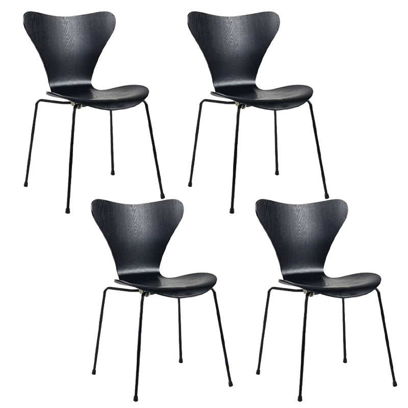 Contemporary Home Side Chair Wingback Wood Dining Room Chair with Metal Legs Black 4 Piece Set Clearhalo ' kitchen&dining_furn' 'Dining Chairs' 'Dining Tables & Seating' 'dining_chair' 'furn' 'furn_dining_chair' 'Furniture' 'furniture_dining_chair' 'Kitchen & Dining Furniture' 'kitchen' 3944703
