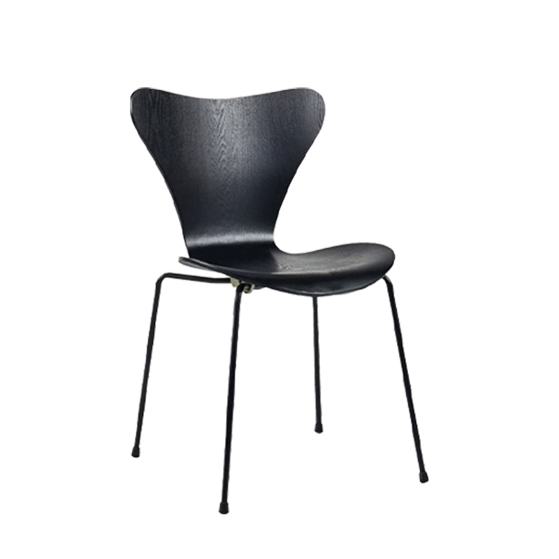 Contemporary Home Side Chair Wingback Wood Dining Room Chair with Metal Legs Black 1 Piece Clearhalo ' kitchen&dining_furn' 'Dining Chairs' 'Dining Tables & Seating' 'dining_chair' 'furn' 'furn_dining_chair' 'Furniture' 'furniture_dining_chair' 'Kitchen & Dining Furniture' 'kitchen' 3944704