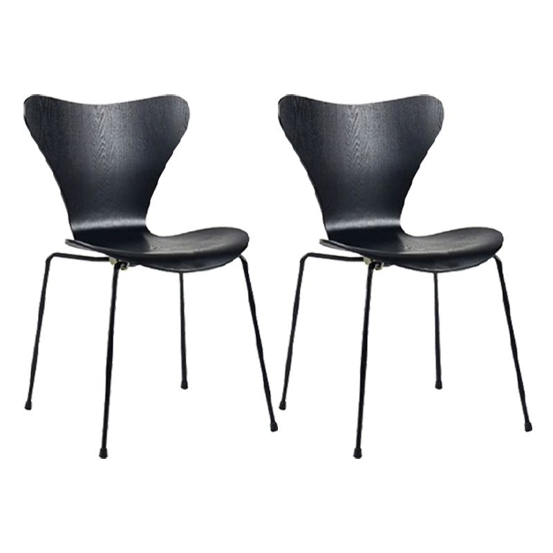 Contemporary Home Side Chair Wingback Wood Dining Room Chair with Metal Legs Black 2 Piece Set Clearhalo ' kitchen&dining_furn' 'Dining Chairs' 'Dining Tables & Seating' 'dining_chair' 'furn' 'furn_dining_chair' 'Furniture' 'furniture_dining_chair' 'Kitchen & Dining Furniture' 'kitchen' 3944705
