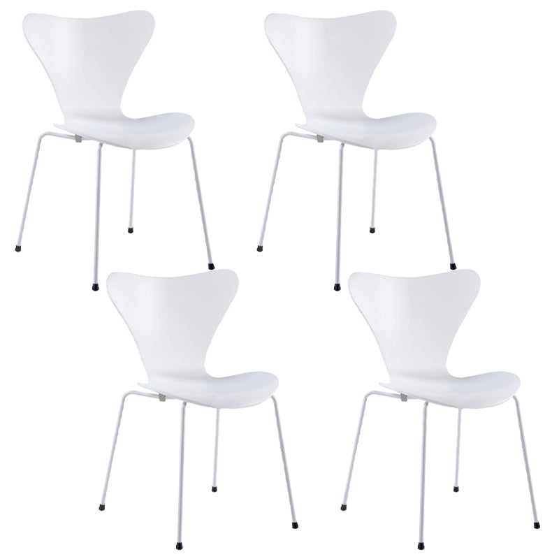 Contemporary Home Side Chair Wingback Wood Dining Room Chair with Metal Legs White 4 Piece Set Clearhalo ' kitchen&dining_furn' 'Dining Chairs' 'Dining Tables & Seating' 'dining_chair' 'furn' 'furn_dining_chair' 'Furniture' 'furniture_dining_chair' 'Kitchen & Dining Furniture' 'kitchen' 3944706