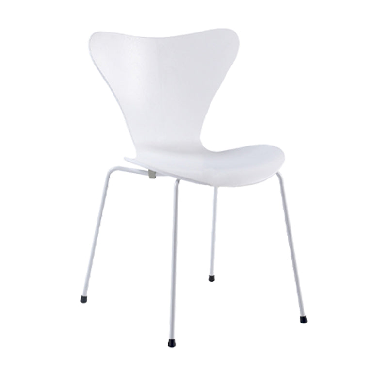 Contemporary Home Side Chair Wingback Wood Dining Room Chair with Metal Legs White 1 Piece Clearhalo ' kitchen&dining_furn' 'Dining Chairs' 'Dining Tables & Seating' 'dining_chair' 'furn' 'furn_dining_chair' 'Furniture' 'furniture_dining_chair' 'Kitchen & Dining Furniture' 'kitchen' 3944707