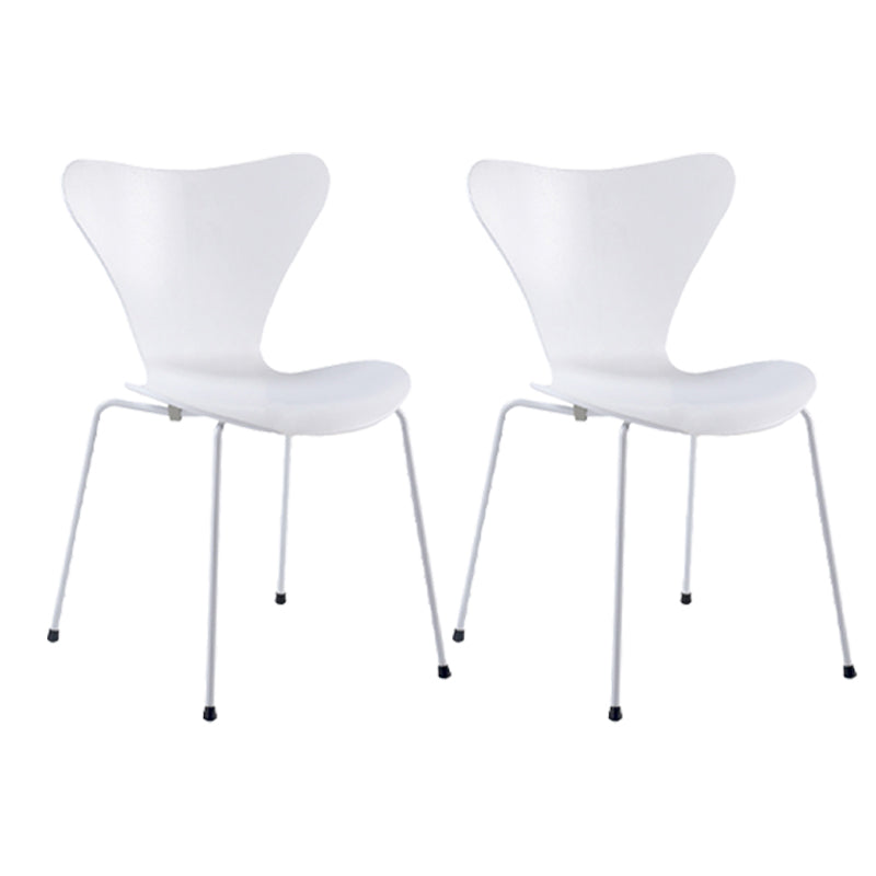 Contemporary Home Side Chair Wingback Wood Dining Room Chair with Metal Legs White 2 Piece Set Clearhalo ' kitchen&dining_furn' 'Dining Chairs' 'Dining Tables & Seating' 'dining_chair' 'furn' 'furn_dining_chair' 'Furniture' 'furniture_dining_chair' 'Kitchen & Dining Furniture' 'kitchen' 3944708