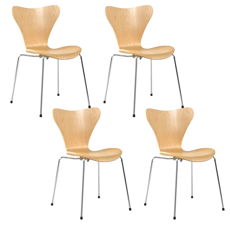 Contemporary Home Side Chair Wingback Wood Dining Room Chair with Metal Legs Wood 4 Piece Set Clearhalo ' kitchen&dining_furn' 'Dining Chairs' 'Dining Tables & Seating' 'dining_chair' 'furn' 'furn_dining_chair' 'Furniture' 'furniture_dining_chair' 'Kitchen & Dining Furniture' 'kitchen' 3944709