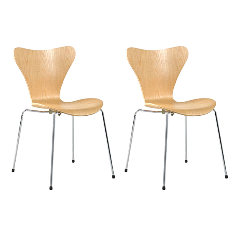 Contemporary Home Side Chair Wingback Wood Dining Room Chair with Metal Legs Wood 2 Piece Set Clearhalo ' kitchen&dining_furn' 'Dining Chairs' 'Dining Tables & Seating' 'dining_chair' 'furn' 'furn_dining_chair' 'Furniture' 'furniture_dining_chair' 'Kitchen & Dining Furniture' 'kitchen' 3944711