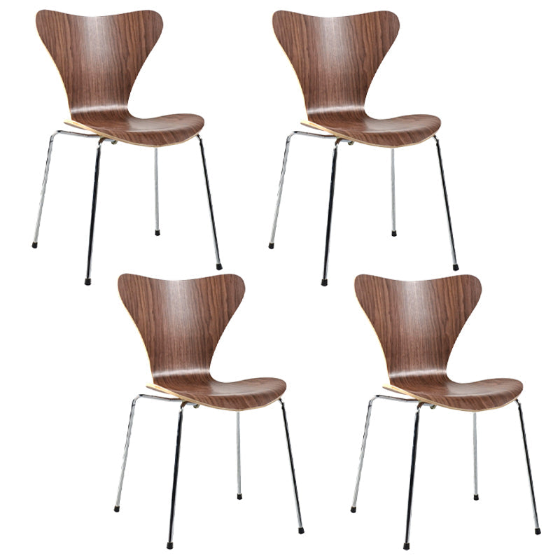 Contemporary Home Side Chair Wingback Wood Dining Room Chair with Metal Legs Dark Wood 4 Piece Set Clearhalo ' kitchen&dining_furn' 'Dining Chairs' 'Dining Tables & Seating' 'dining_chair' 'furn' 'furn_dining_chair' 'Furniture' 'furniture_dining_chair' 'Kitchen & Dining Furniture' 'kitchen' 3944712