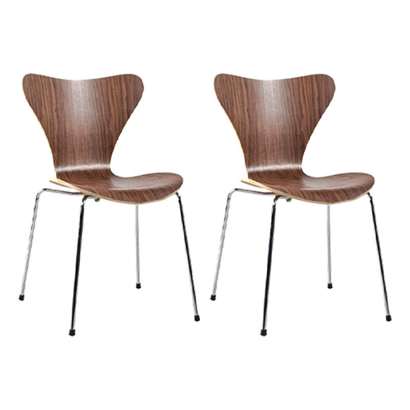 Contemporary Home Side Chair Wingback Wood Dining Room Chair with Metal Legs Dark Wood 2 Piece Set Clearhalo ' kitchen&dining_furn' 'Dining Chairs' 'Dining Tables & Seating' 'dining_chair' 'furn' 'furn_dining_chair' 'Furniture' 'furniture_dining_chair' 'Kitchen & Dining Furniture' 'kitchen' 3944714