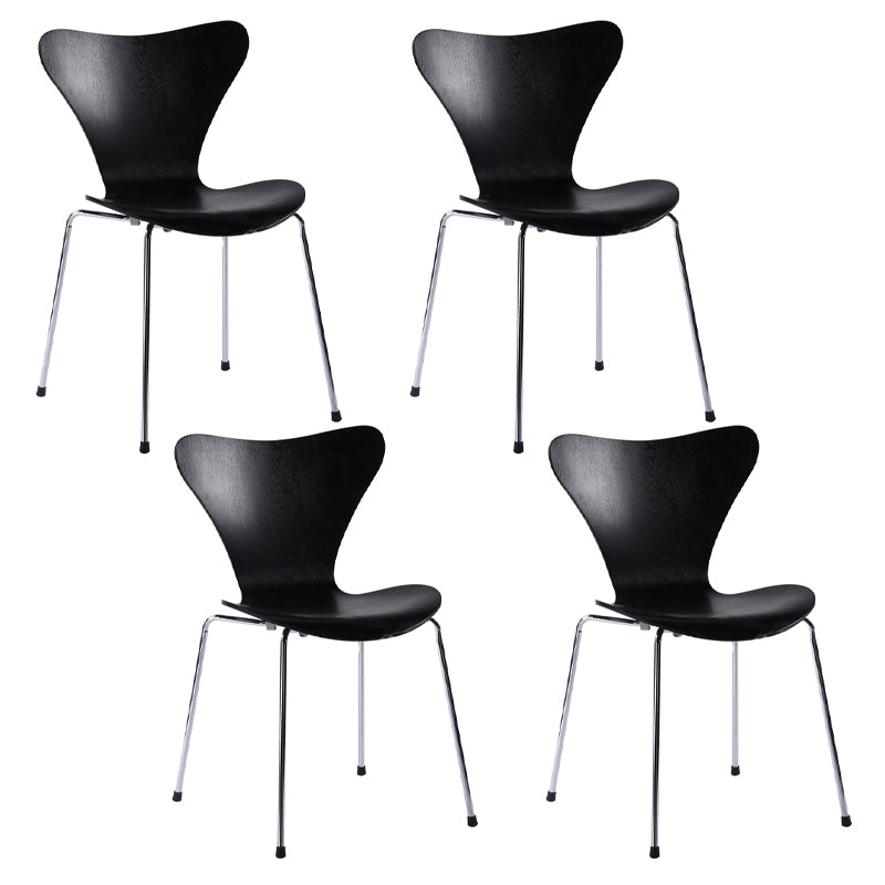 Contemporary Home Side Chair Wingback Wood Dining Room Chair with Metal Legs Gloss Black 4 Piece Set Clearhalo ' kitchen&dining_furn' 'Dining Chairs' 'Dining Tables & Seating' 'dining_chair' 'furn' 'furn_dining_chair' 'Furniture' 'furniture_dining_chair' 'Kitchen & Dining Furniture' 'kitchen' 3944715