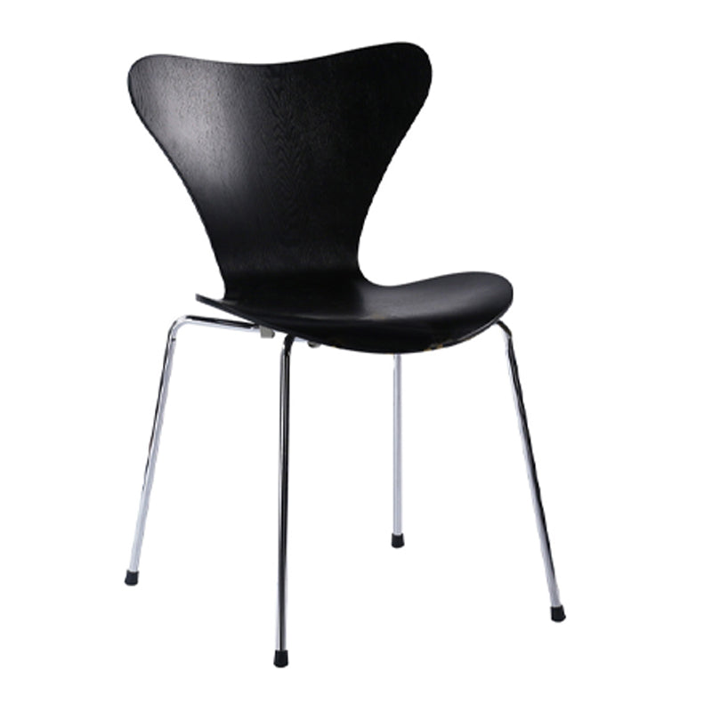Contemporary Home Side Chair Wingback Wood Dining Room Chair with Metal Legs Gloss Black 1 Piece Clearhalo ' kitchen&dining_furn' 'Dining Chairs' 'Dining Tables & Seating' 'dining_chair' 'furn' 'furn_dining_chair' 'Furniture' 'furniture_dining_chair' 'Kitchen & Dining Furniture' 'kitchen' 3944716