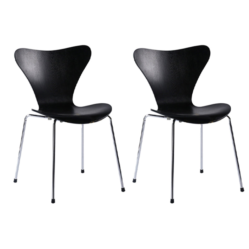 Contemporary Home Side Chair Wingback Wood Dining Room Chair with Metal Legs Gloss Black 2 Piece Set Clearhalo ' kitchen&dining_furn' 'Dining Chairs' 'Dining Tables & Seating' 'dining_chair' 'furn' 'furn_dining_chair' 'Furniture' 'furniture_dining_chair' 'Kitchen & Dining Furniture' 'kitchen' 3944717