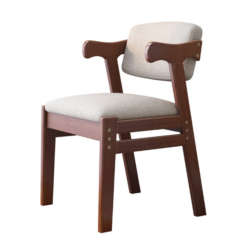 Scandinavian Home Arm Chair Open Back Upholstered Wood Single Dining Room Chair Dark Wood Clearhalo ' kitchen&dining_furn' 'Dining Chairs' 'Dining Tables & Seating' 'dining_chair' 'furn' 'furn_dining_chair' 'Furniture' 'furniture_dining_chair' 'Kitchen & Dining Furniture' 'kitchen' 3944723