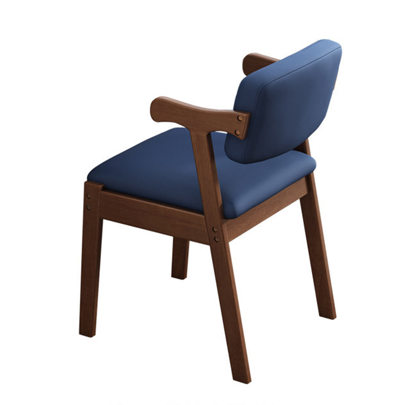 Scandinavian Home Arm Chair Open Back Upholstered Wood Single Dining Room Chair Dark Blue Clearhalo ' kitchen&dining_furn' 'Dining Chairs' 'Dining Tables & Seating' 'dining_chair' 'furn' 'furn_dining_chair' 'Furniture' 'furniture_dining_chair' 'Kitchen & Dining Furniture' 'kitchen' 3944733