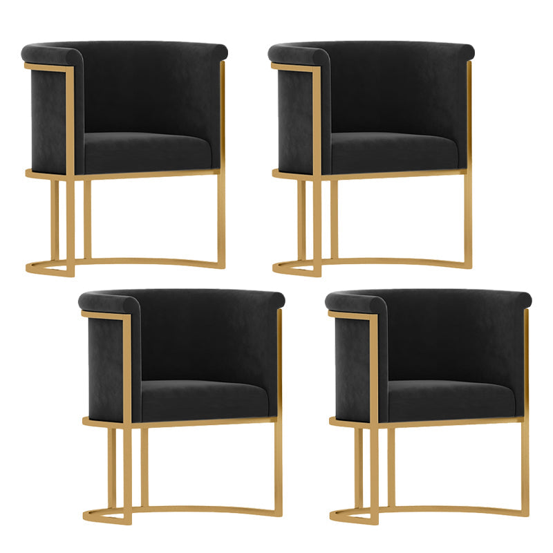 Scandinavian Style Upholstered Armless Chairs Solid Back Side Chairs for Home Black 4 Piece Set Clearhalo ' kitchen&dining_furn' 'Dining Chairs' 'Dining Tables & Seating' 'dining_chair' 'furn' 'furn_dining_chair' 'Furniture' 'furniture_dining_chair' 'Kitchen & Dining Furniture' 'kitchen' 3944750