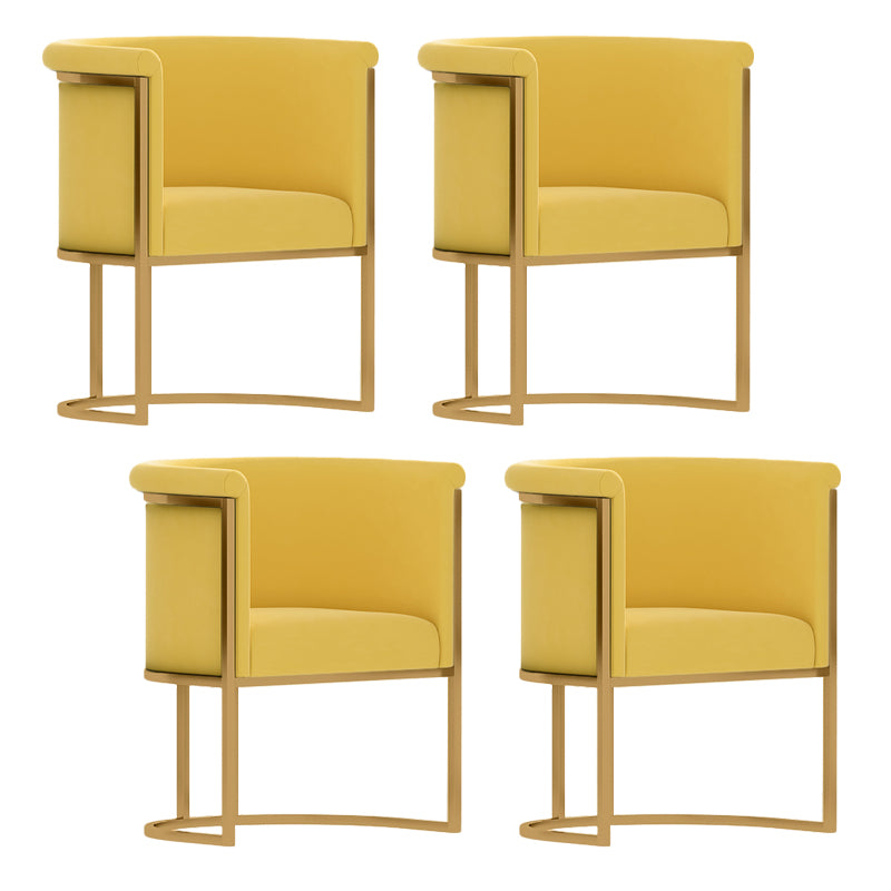 Scandinavian Style Upholstered Armless Chairs Solid Back Side Chairs for Home Yellow 4 Piece Set Clearhalo ' kitchen&dining_furn' 'Dining Chairs' 'Dining Tables & Seating' 'dining_chair' 'furn' 'furn_dining_chair' 'Furniture' 'furniture_dining_chair' 'Kitchen & Dining Furniture' 'kitchen' 3944757