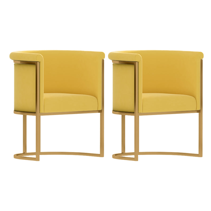 Scandinavian Style Upholstered Armless Chairs Solid Back Side Chairs for Home Yellow 2 Piece Set Clearhalo ' kitchen&dining_furn' 'Dining Chairs' 'Dining Tables & Seating' 'dining_chair' 'furn' 'furn_dining_chair' 'Furniture' 'furniture_dining_chair' 'Kitchen & Dining Furniture' 'kitchen' 3944760