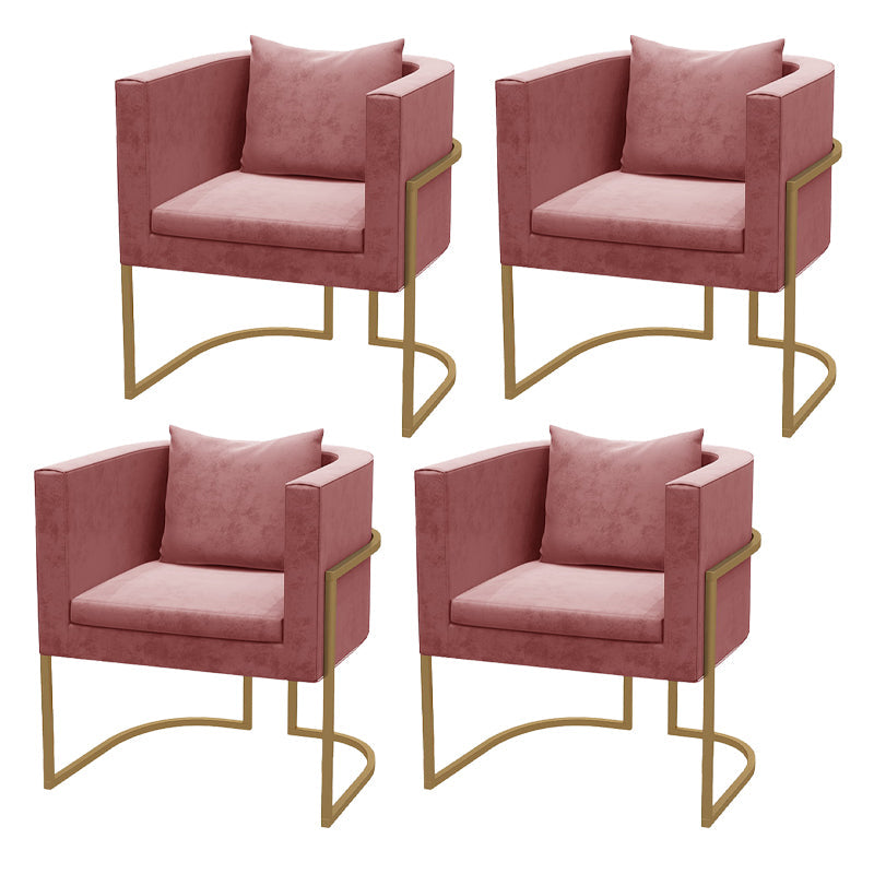Scandinavian Style Upholstered Armless Dining Chairs Solid Back Side Chairs for Home Use Pink 4 Piece Set Clearhalo ' kitchen&dining_furn' 'Dining Chairs' 'Dining Tables & Seating' 'dining_chair' 'furn' 'furn_dining_chair' 'Furniture' 'furniture_dining_chair' 'Kitchen & Dining Furniture' 'kitchen' 3944771