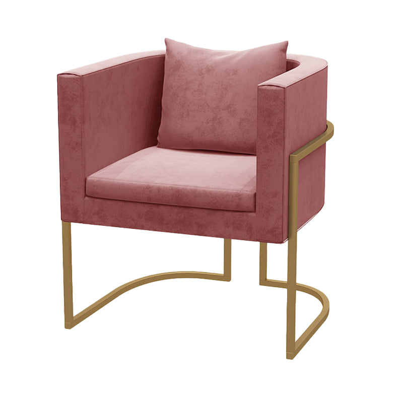 Scandinavian Style Upholstered Armless Dining Chairs Solid Back Side Chairs for Home Use Pink 1 Piece Clearhalo ' kitchen&dining_furn' 'Dining Chairs' 'Dining Tables & Seating' 'dining_chair' 'furn' 'furn_dining_chair' 'Furniture' 'furniture_dining_chair' 'Kitchen & Dining Furniture' 'kitchen' 3944773