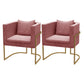 Scandinavian Style Upholstered Armless Dining Chairs Solid Back Side Chairs for Home Use Pink 2 Piece Set Clearhalo ' kitchen&dining_furn' 'Dining Chairs' 'Dining Tables & Seating' 'dining_chair' 'furn' 'furn_dining_chair' 'Furniture' 'furniture_dining_chair' 'Kitchen & Dining Furniture' 'kitchen' 3944775