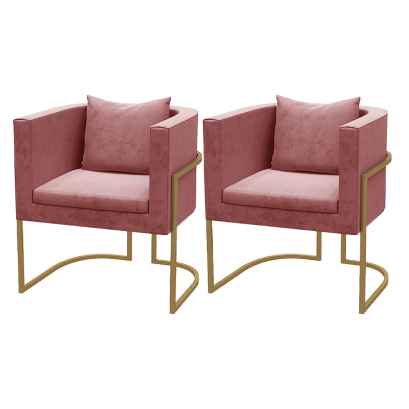 Scandinavian Style Upholstered Armless Dining Chairs Solid Back Side Chairs for Home Use Pink 2 Piece Set Clearhalo ' kitchen&dining_furn' 'Dining Chairs' 'Dining Tables & Seating' 'dining_chair' 'furn' 'furn_dining_chair' 'Furniture' 'furniture_dining_chair' 'Kitchen & Dining Furniture' 'kitchen' 3944775
