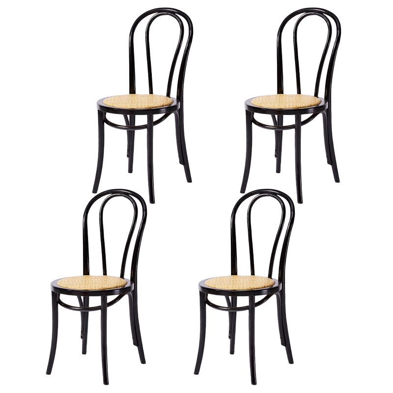 Beech Wood Contemporary Style Chair Kitchen Dining Windsor Back Side Chairs Black Wicker & Rattan 4 Piece Set Clearhalo ' kitchen&dining_furn' 'Dining Chairs' 'Dining Tables & Seating' 'dining_chair' 'furn' 'furn_dining_chair' 'Furniture' 'furniture_dining_chair' 'Kitchen & Dining Furniture' 'kitchen' 3944847