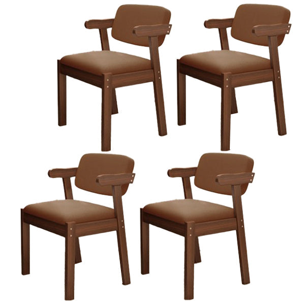Scandinavian Beech Open Back Arm Chair Matte Finish Upholstered Dining Chair Coffee 4 Piece Set Clearhalo ' kitchen&dining_furn' 'Dining Chairs' 'Dining Tables & Seating' 'dining_chair' 'furn' 'furn_dining_chair' 'Furniture' 'furniture_dining_chair' 'Kitchen & Dining Furniture' 'kitchen' 3944869