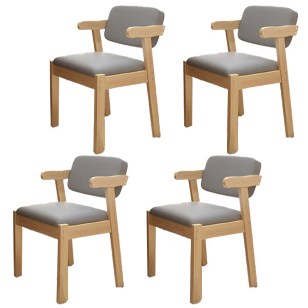 Scandinavian Beech Open Back Arm Chair Matte Finish Upholstered Dining Chair Smoke Gray 4 Piece Set Clearhalo ' kitchen&dining_furn' 'Dining Chairs' 'Dining Tables & Seating' 'dining_chair' 'furn' 'furn_dining_chair' 'Furniture' 'furniture_dining_chair' 'Kitchen & Dining Furniture' 'kitchen' 3944875