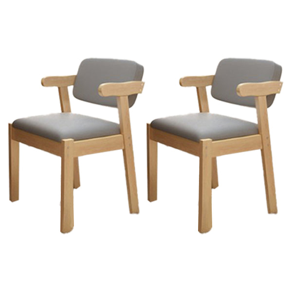 Scandinavian Beech Open Back Arm Chair Matte Finish Upholstered Dining Chair Smoke Gray 2 Piece Set Clearhalo ' kitchen&dining_furn' 'Dining Chairs' 'Dining Tables & Seating' 'dining_chair' 'furn' 'furn_dining_chair' 'Furniture' 'furniture_dining_chair' 'Kitchen & Dining Furniture' 'kitchen' 3944879
