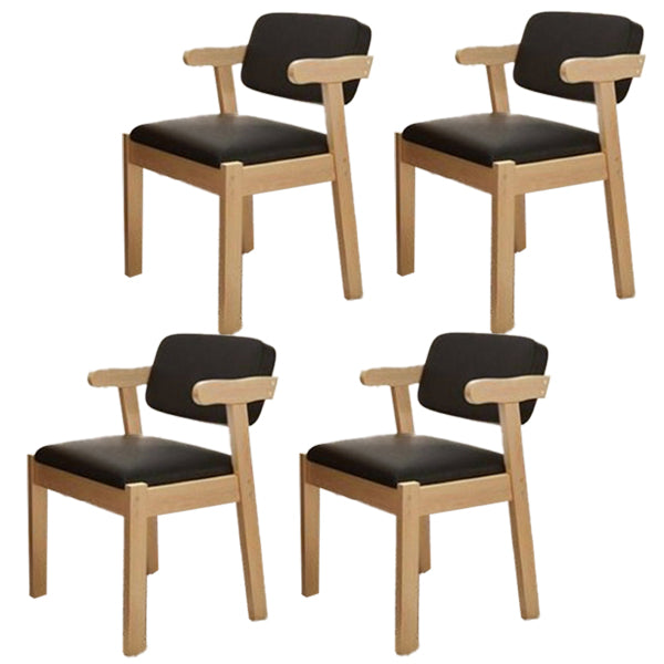 Scandinavian Beech Open Back Arm Chair Matte Finish Upholstered Dining Chair Matte Black 4 Piece Set Clearhalo ' kitchen&dining_furn' 'Dining Chairs' 'Dining Tables & Seating' 'dining_chair' 'furn' 'furn_dining_chair' 'Furniture' 'furniture_dining_chair' 'Kitchen & Dining Furniture' 'kitchen' 3944882