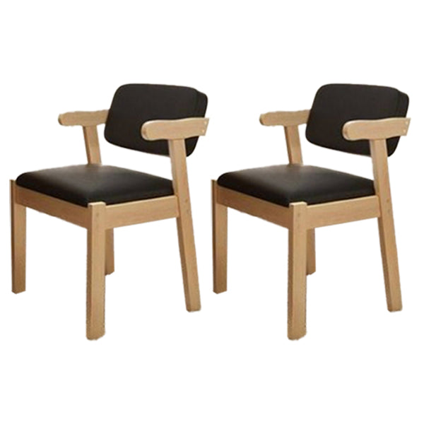 Scandinavian Beech Open Back Arm Chair Matte Finish Upholstered Dining Chair Matte Black 2 Piece Set Clearhalo ' kitchen&dining_furn' 'Dining Chairs' 'Dining Tables & Seating' 'dining_chair' 'furn' 'furn_dining_chair' 'Furniture' 'furniture_dining_chair' 'Kitchen & Dining Furniture' 'kitchen' 3944885