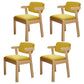 Scandinavian Beech Open Back Arm Chair Matte Finish Upholstered Dining Chair Yellow 4 Piece Set Clearhalo ' kitchen&dining_furn' 'Dining Chairs' 'Dining Tables & Seating' 'dining_chair' 'furn' 'furn_dining_chair' 'Furniture' 'furniture_dining_chair' 'Kitchen & Dining Furniture' 'kitchen' 3944886