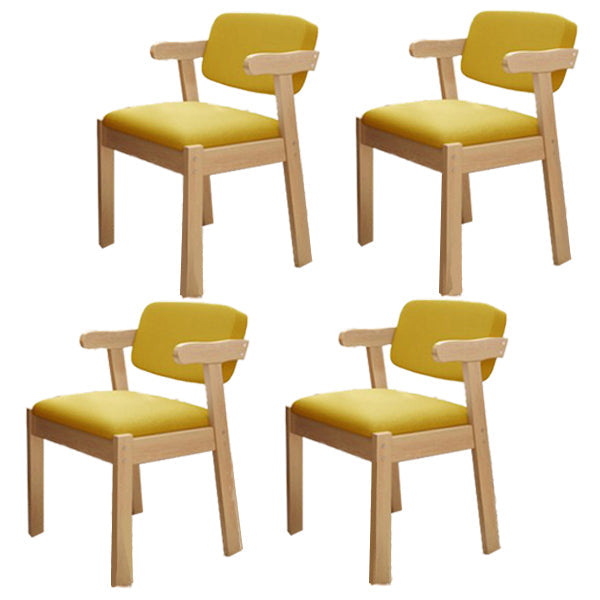 Scandinavian Beech Open Back Arm Chair Matte Finish Upholstered Dining Chair Yellow 4 Piece Set Clearhalo ' kitchen&dining_furn' 'Dining Chairs' 'Dining Tables & Seating' 'dining_chair' 'furn' 'furn_dining_chair' 'Furniture' 'furniture_dining_chair' 'Kitchen & Dining Furniture' 'kitchen' 3944886