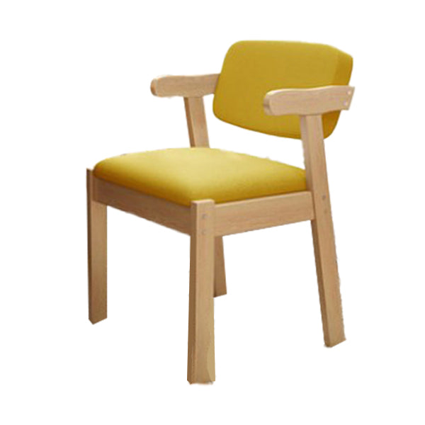 Scandinavian Beech Open Back Arm Chair Matte Finish Upholstered Dining Chair Yellow 1 Piece Clearhalo ' kitchen&dining_furn' 'Dining Chairs' 'Dining Tables & Seating' 'dining_chair' 'furn' 'furn_dining_chair' 'Furniture' 'furniture_dining_chair' 'Kitchen & Dining Furniture' 'kitchen' 3944887