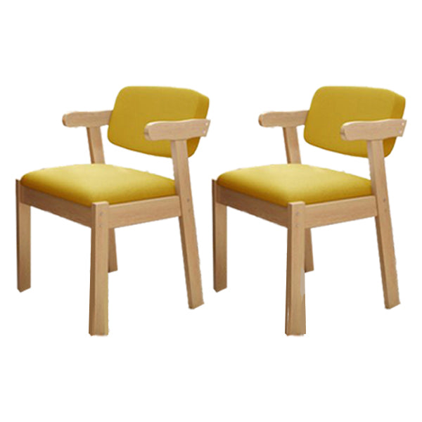 Scandinavian Beech Open Back Arm Chair Matte Finish Upholstered Dining Chair Yellow 2 Piece Set Clearhalo ' kitchen&dining_furn' 'Dining Chairs' 'Dining Tables & Seating' 'dining_chair' 'furn' 'furn_dining_chair' 'Furniture' 'furniture_dining_chair' 'Kitchen & Dining Furniture' 'kitchen' 3944888