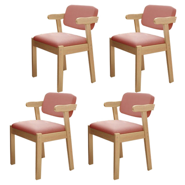 Scandinavian Beech Open Back Arm Chair Matte Finish Upholstered Dining Chair Pink 4 Piece Set Clearhalo ' kitchen&dining_furn' 'Dining Chairs' 'Dining Tables & Seating' 'dining_chair' 'furn' 'furn_dining_chair' 'Furniture' 'furniture_dining_chair' 'Kitchen & Dining Furniture' 'kitchen' 3944889