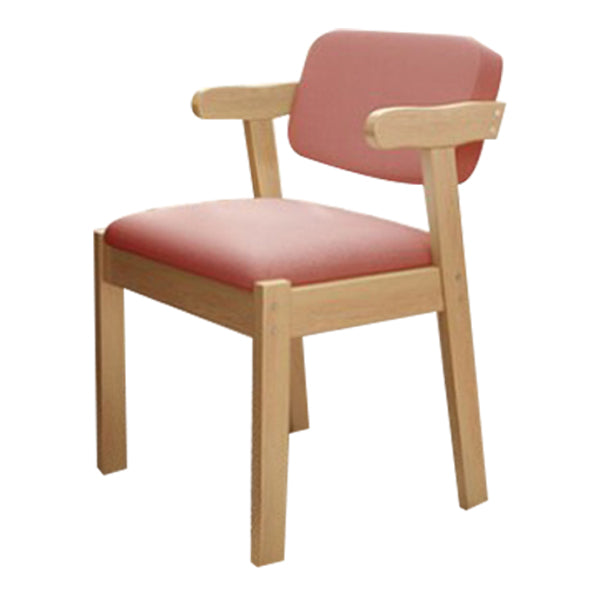 Scandinavian Beech Open Back Arm Chair Matte Finish Upholstered Dining Chair Pink 1 Piece Clearhalo ' kitchen&dining_furn' 'Dining Chairs' 'Dining Tables & Seating' 'dining_chair' 'furn' 'furn_dining_chair' 'Furniture' 'furniture_dining_chair' 'Kitchen & Dining Furniture' 'kitchen' 3944890