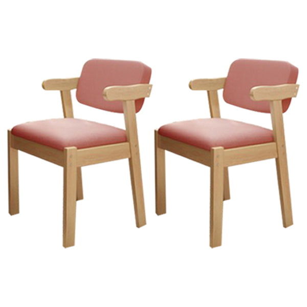 Scandinavian Beech Open Back Arm Chair Matte Finish Upholstered Dining Chair Pink 2 Piece Set Clearhalo ' kitchen&dining_furn' 'Dining Chairs' 'Dining Tables & Seating' 'dining_chair' 'furn' 'furn_dining_chair' 'Furniture' 'furniture_dining_chair' 'Kitchen & Dining Furniture' 'kitchen' 3944891