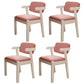 Scandinavian Beech Open Back Arm Chair Matte Finish Upholstered Dining Chair Pinkish Red 4 Piece Set Clearhalo ' kitchen&dining_furn' 'Dining Chairs' 'Dining Tables & Seating' 'dining_chair' 'furn' 'furn_dining_chair' 'Furniture' 'furniture_dining_chair' 'Kitchen & Dining Furniture' 'kitchen' 3944892